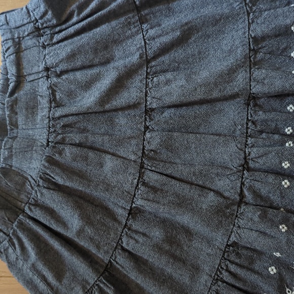Joe Benbasset Sz M 100% Cotton Elastic Waist Flared Skirt with Embroidered Hem - Picture 5 of 5